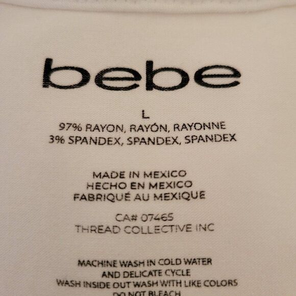 Bebe Womens White Tee With Rainbow Logo (Size L) - Picture 5 of 8